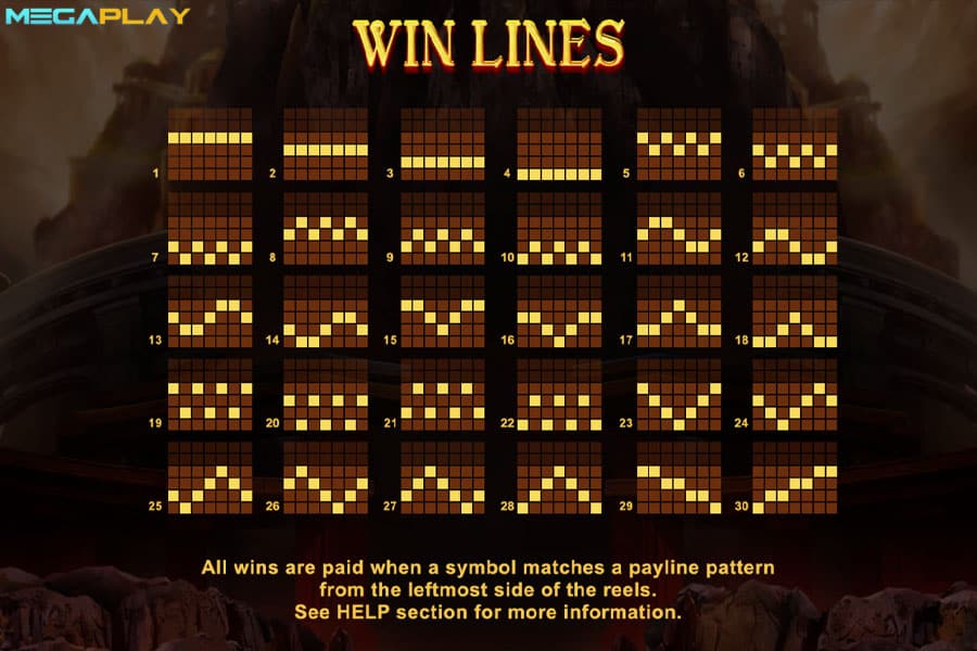Paylines War of Gods